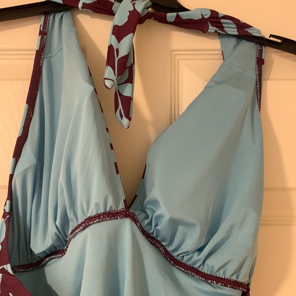 Nwt Kate spade floral halter plunging neckline one piece swimsuit Large - Picture 9 of 15